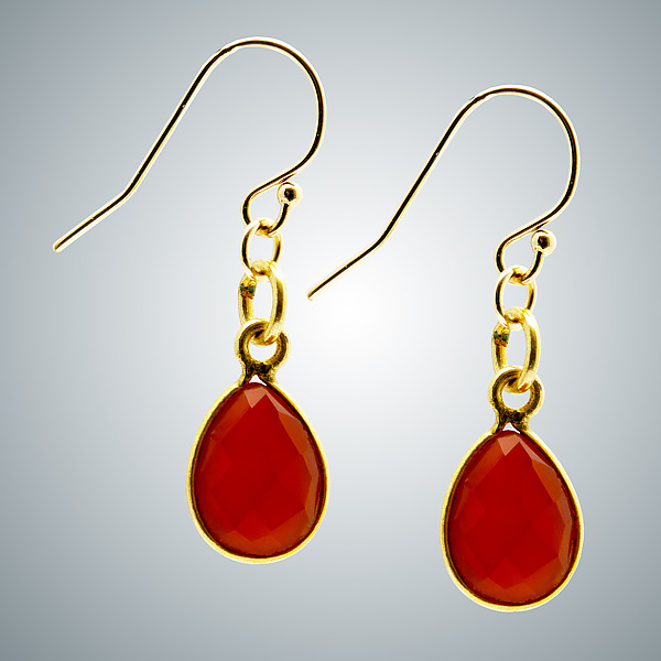 Carnelian Teardrops and Vermeil Earrings by Judy Bliss (Gold & Stone Earrings) | Artful Home