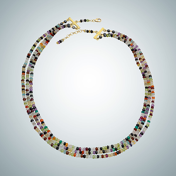 Multi-color Cubic Zirconia Necklace II by Judy Bliss (Gold & Stone Necklace) | Artful Home