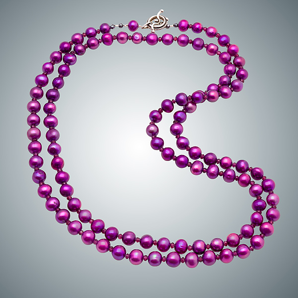 Fuchsia Pearl & Garnet Necklace by Judy Bliss (Silver, Pearl & Stone Necklace)
