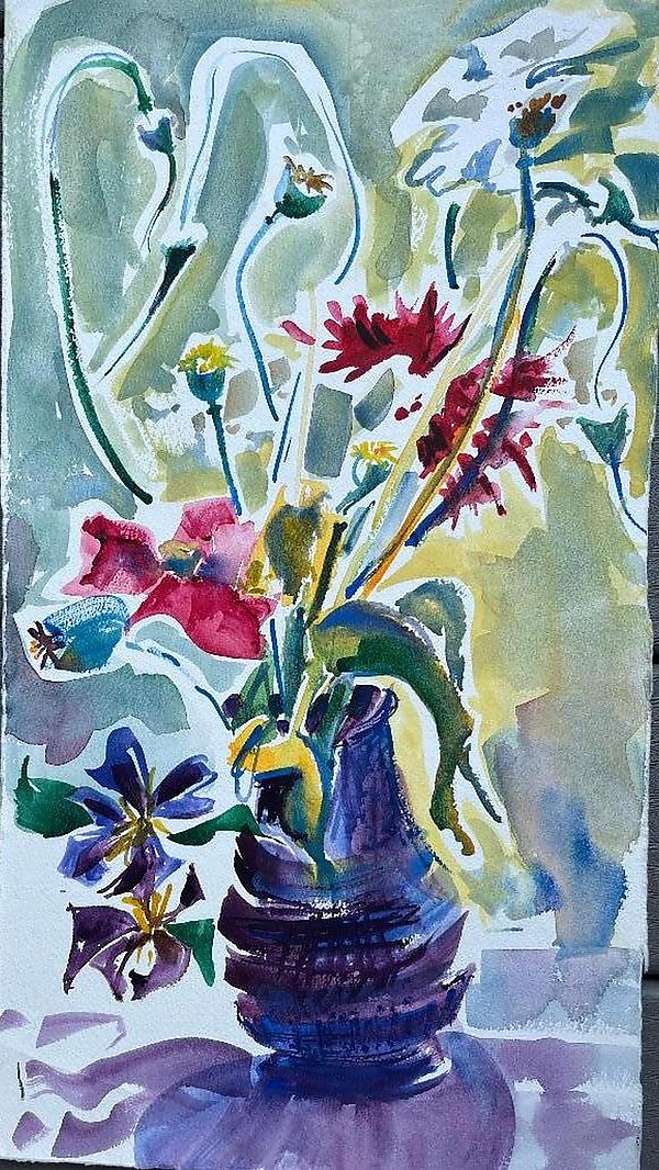 Garlic Scapes from My Garden by Alix Travis (Watercolor Painting) | Artful Home