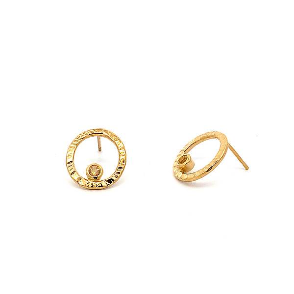 Q Gold & Tourmaline Post Earrings by Suzanne Q Evon (Gold & Stone Earrings) | Artful Home
