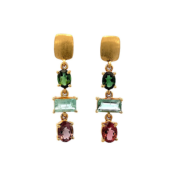 Tourmaline Post Top Earrings by Suzanne Q Evon (Gold & Stone Earrings) | Artful Home