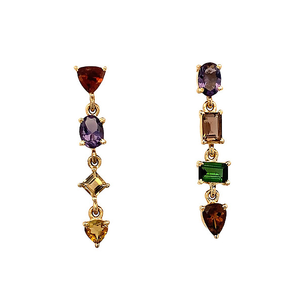 Mixed Tourmaline Gold Earrings by Suzanne Q Evon (Gold & Stone Earrings) | Artful Home