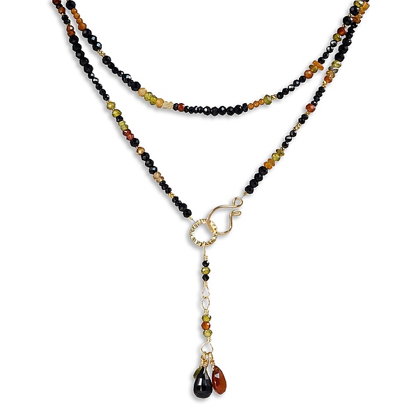 Eventide Gemstone Necklace/Wrapped Bracelet by Suzanne Q Evon (Gold & Stone Necklace)