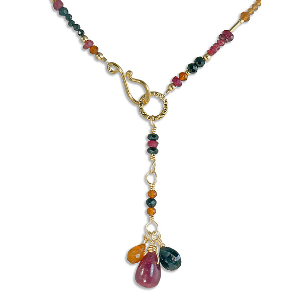 Ruby, Black Spinel, Hessonite Necklace by Suzanne Q Evon (Gold & Stone Necklace)