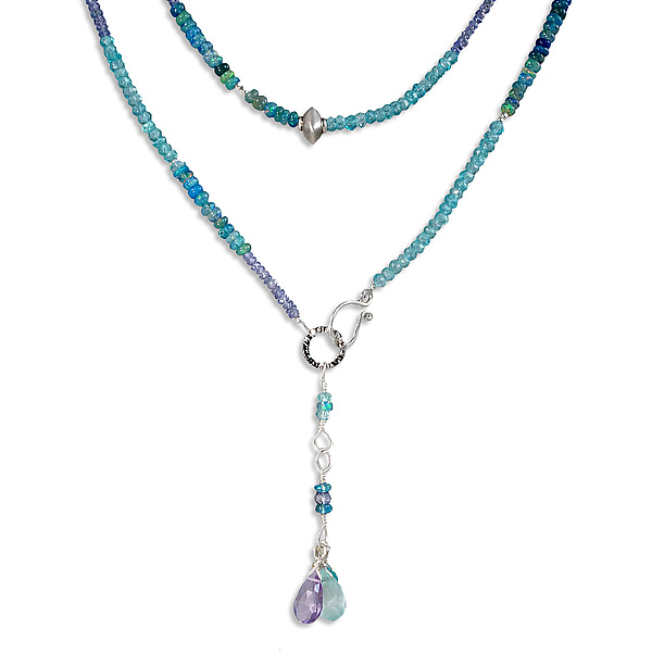 Blue Gemstone Blend Lariat & Bracelet by Suzanne Q Evon (Silver & Stone Necklace & Bracelet)