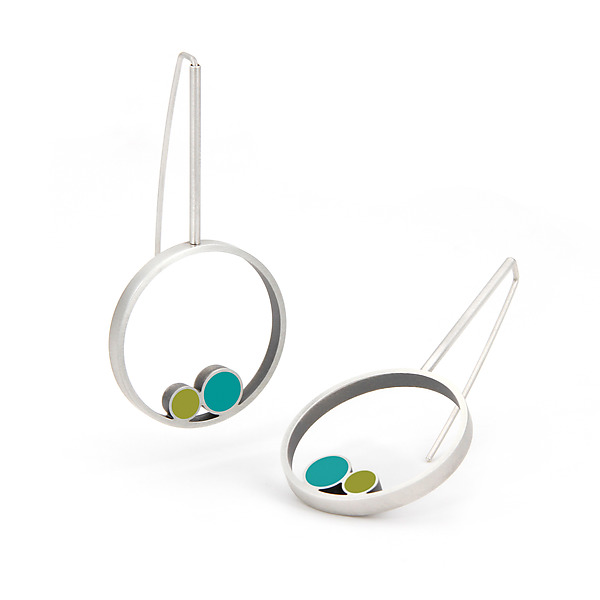 Nest Circle Rigid Dangle Earrings by Matthew Smith (Silver Earrings) | Artful Home