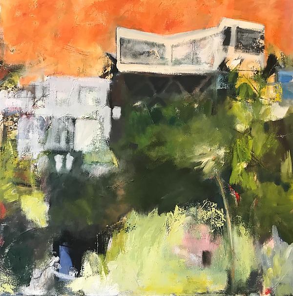 Houses on the Hill by Suzanne DeCuir (Oil Painting) | Artful Home