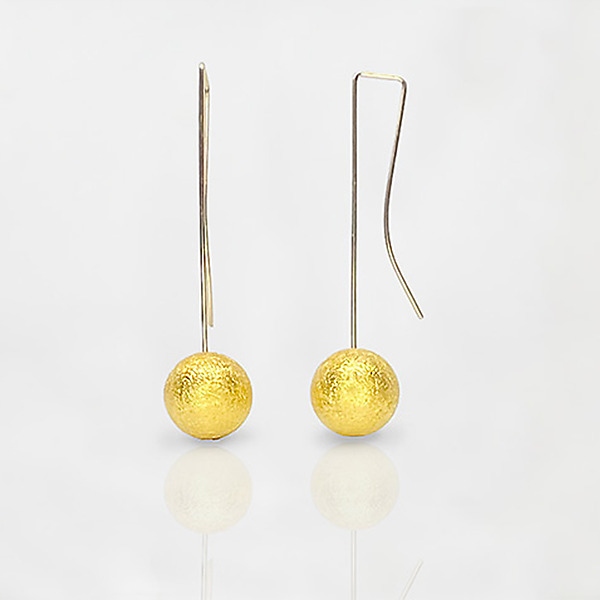 Long Sphere Drop Earrings by Claudia Endler (Gold & Silver Earrings) | Artful Home