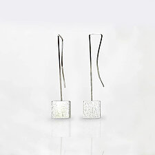 Long Cube Earrings by Claudia Endler (Silver Earrings)