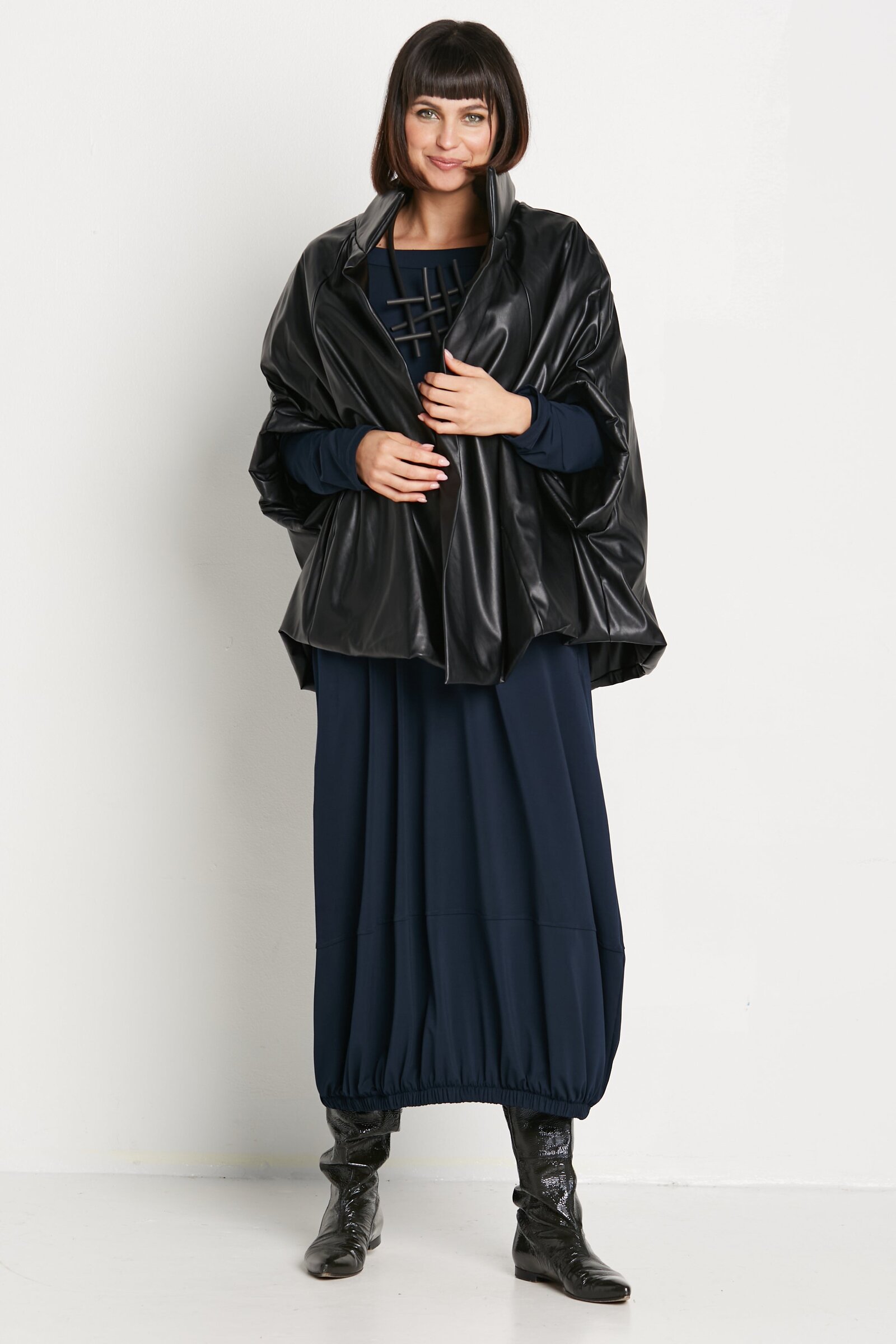 Vegan Leather Chic Cape by Planet (Woven Jacket) | Artful Home