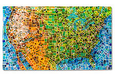 Map of the USA by Renato Foti (Art Glass Wall Sculpture)