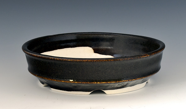 Porcelain Temmoku Glaze Bonsai Planter 12 by Ron Mello (Ceramic Planter) | Artful Home