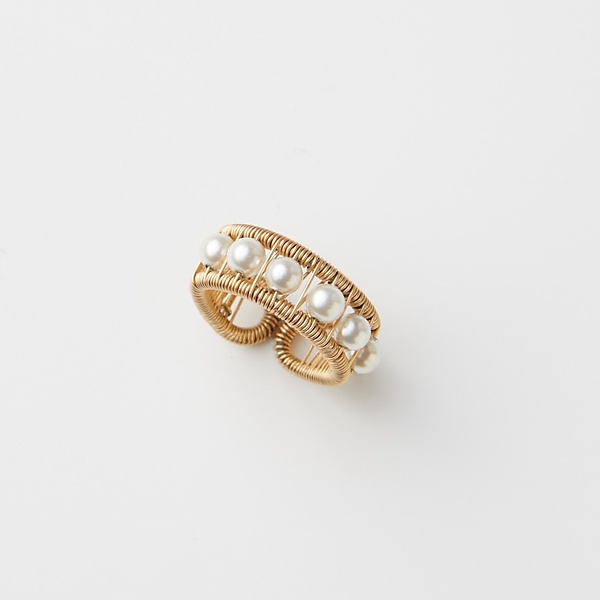 Pearl Kinetic Ring on Gold-Filled Wire by Tana Acton (Gold