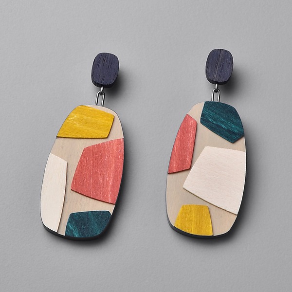 Georgette Earrings by Julia Turner (Silver & Wood Earrings) | Artful Home