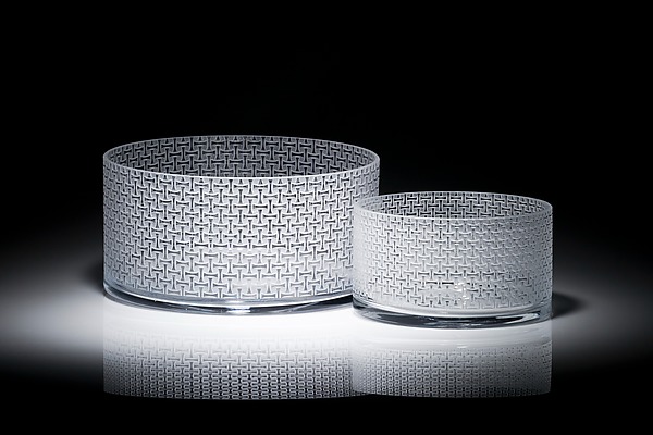 Nesting Basket-Weave Bowls by Carrie Gustafson (Art Glass Bowls) | Artful Home