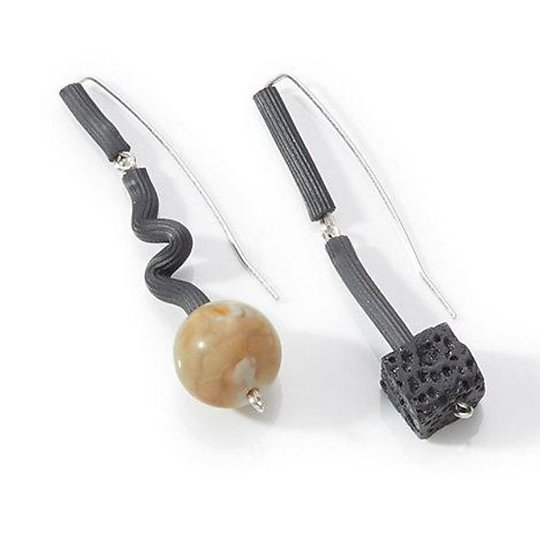 Agate & Lava Earrings by Dagmara Costello (Silver & Rubber Earrings) | Artful Home