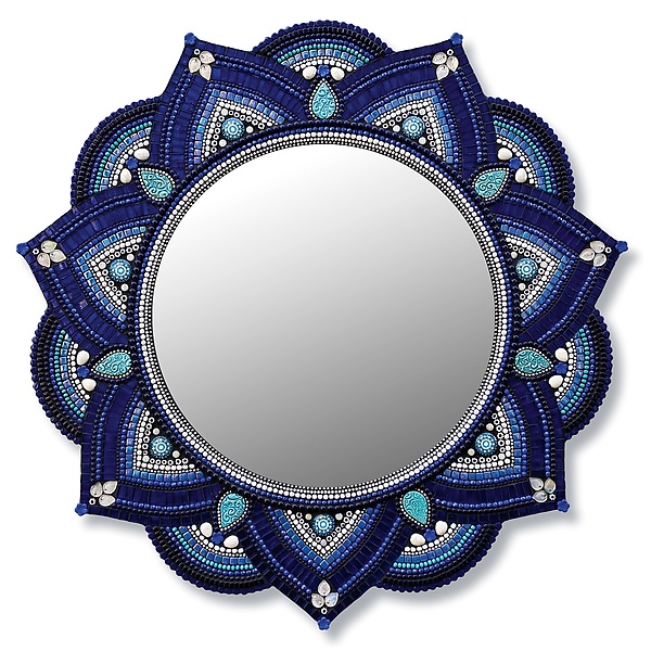 Starlight Mandala, Cobalt by Angie Heinrich (Art Glass Mirror) | Artful Home