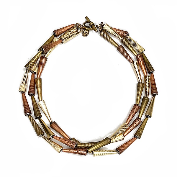 ThreeStrand Textured Cone Necklace by Erica Zap (Metal Necklace