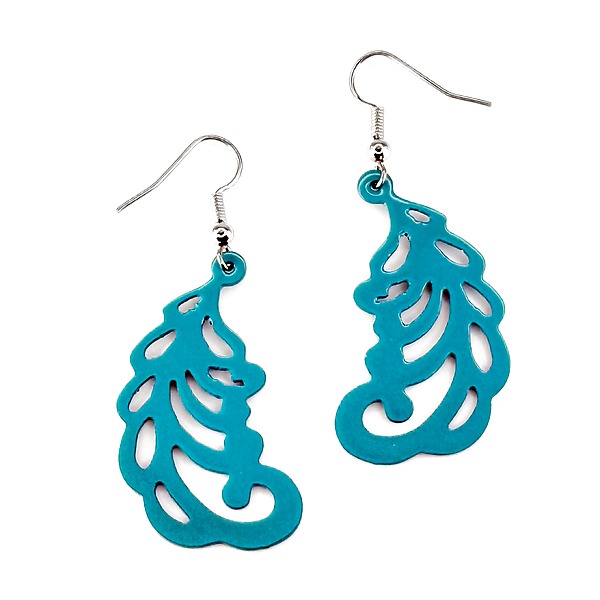 Feather Swirl Earrings by Erica Zap (Metal Earrings) | Artful Home