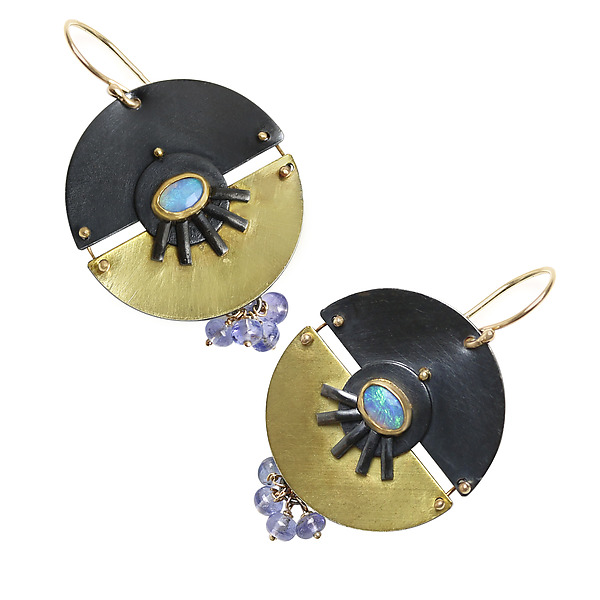 Split Disk Earrings by Wendy Stauffer (Gold, Silver & Stone Earrings) | Artful Home