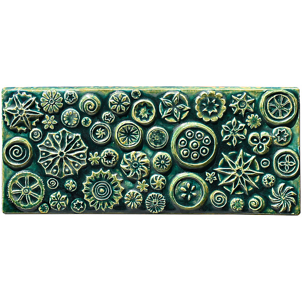 Mosaic of Circles Ceramic Wall Tile in Emerald by Beth Sherman (Ceramic Wall Sculpture) | Artful Home