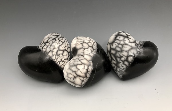 Raku Heart in Hand Rattles by Valerie Seaberg (Ceramic Sculpture) | Artful Home