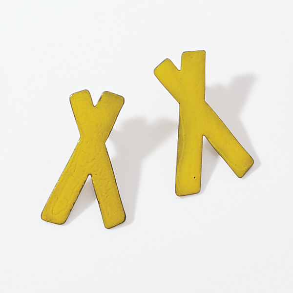 X Stud Earrings by Kat Cole (Enameled Earrings)