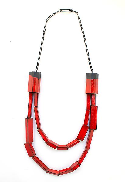 Double Tube Necklace by Kat Cole (Enamel & Steel Necklace)