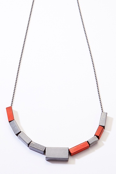 Rectangular Tube Necklace by Kat Cole (Silver & Steel Necklace)