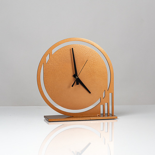 Chrono Mantel Clock in Hammered Copper by Ken Girardini and Julie Girardini (Metal Clock) | Artful Home