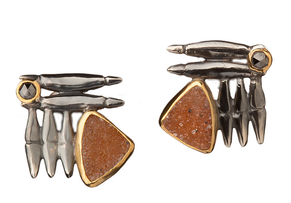 Monzo Earrings with Druzy by Alison Antelman (Gold, Silver & Stone Earrings) | Artful Home