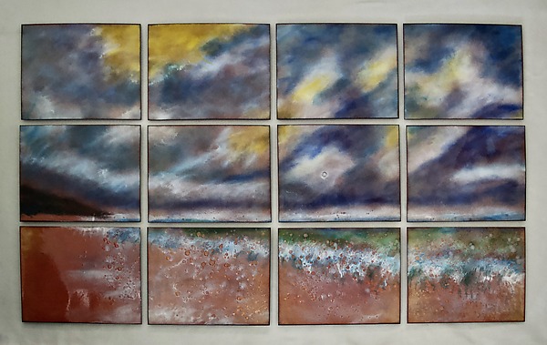 Sunny Beach in 12 Panels by Cynthia Miller (Art Glass Wall Sculpture) | Artful Home