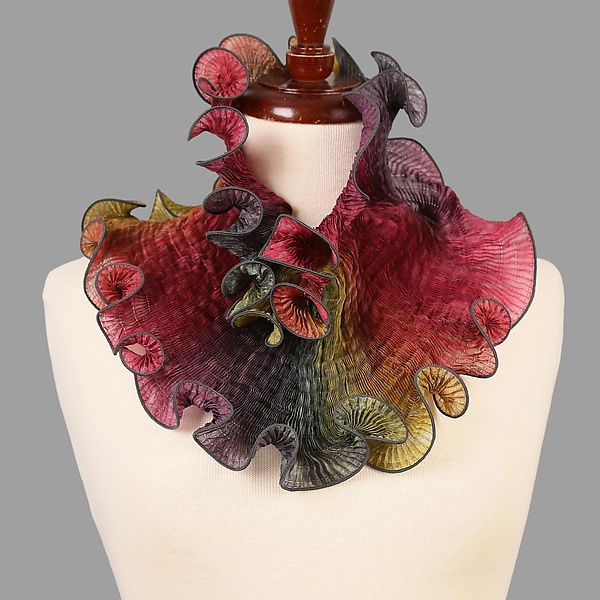 Black & Beige Zigzag Shibori Scarf by Sharon Wang and Min