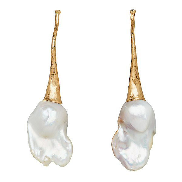 Stem Pearl Earrings by Julie Cohn (Pearl & Bronze Earrings) | Artful Home