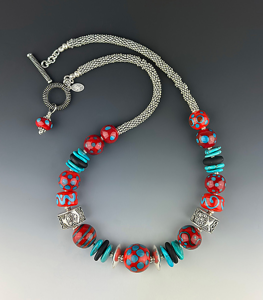 Sleeping Beauty Turquoise and Glass Necklace by Dianne Zack (Silver & Stone Necklace)