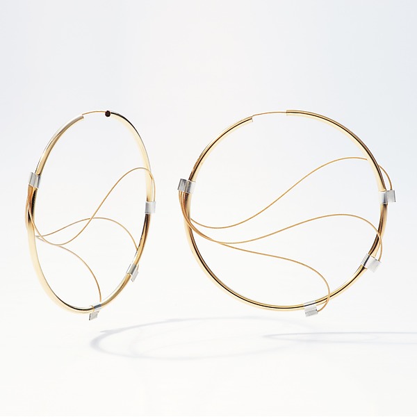 Triple Wave XL Hoops by Meghan Patrice Riley (Gold, Silver & Steel Earrings) | Artful Home