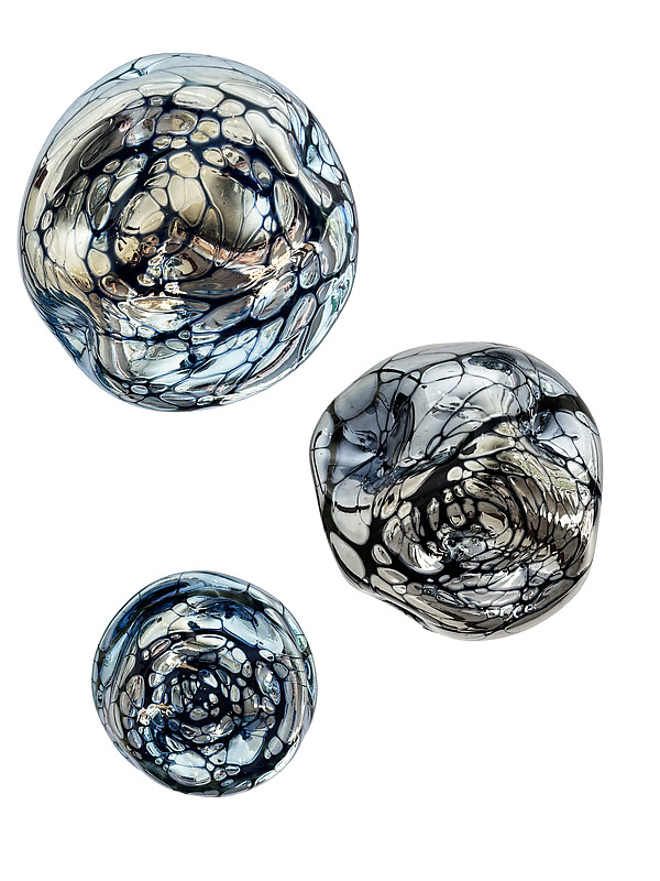 Silver Freeform Wall Disks by Romeo Glass (Art Glass Wall Sculpture) | Artful Home