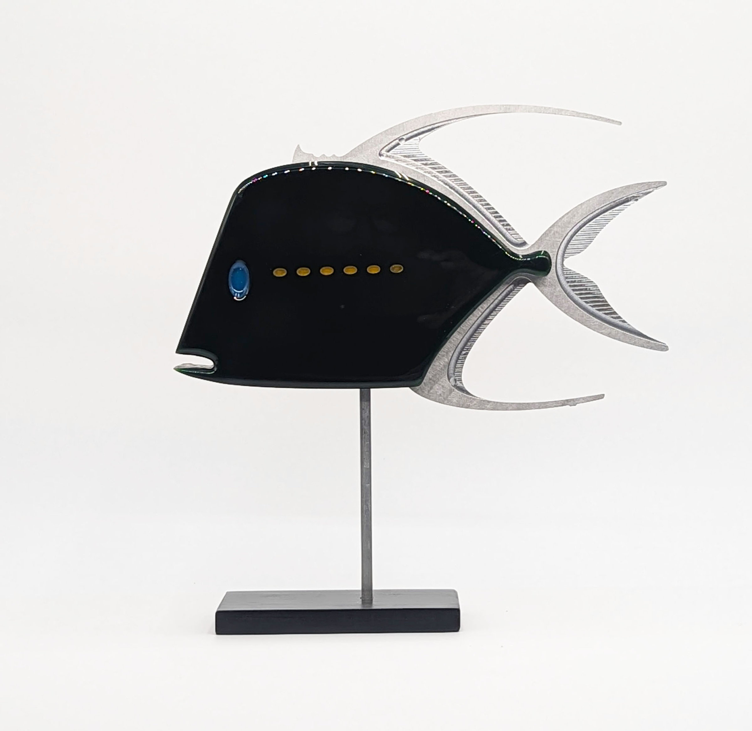 Lookdown Yellow Dot by Mark Gottschalk (Wood & Metal Sculpture