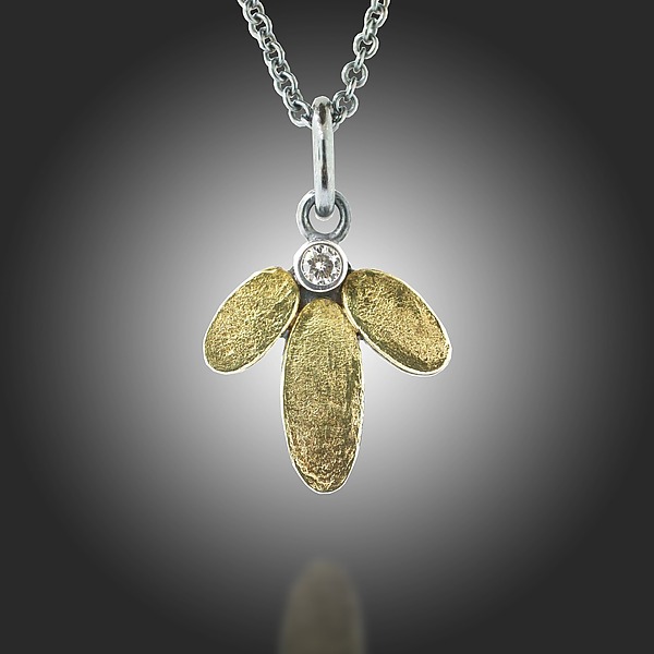 Lichen Lotus Petal Diamond Pendant by Renee Ford (Gold, Silver & Stone Necklace) | Artful Home