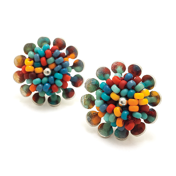 Roma Stud Earrings by Claudia Fajardo (Silver & Bead Earrings) | Artful Home