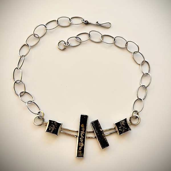 Pyrite in Slate Necklace by Kim Wilson (Silver & Stone Necklace) | Artful Home