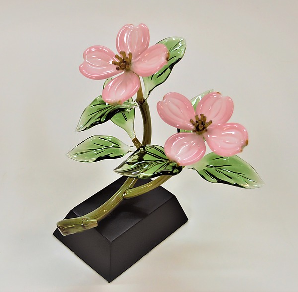 Pink Dogwood Double Blossoms II by Hung Nguyen (Art Glass Sculpture) | Artful Home