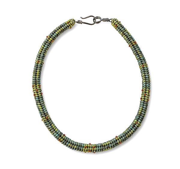 Turquoise Wasabi Woven Necklace by Sheila Fernekes (Beaded Necklace)