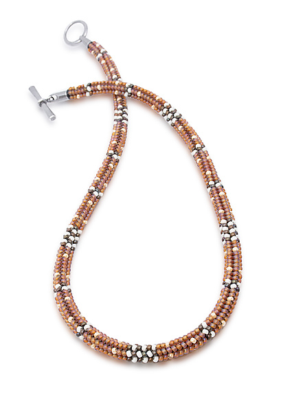 Caramel Latte Woven Necklace by Sheila Fernekes (Beaded Necklace)