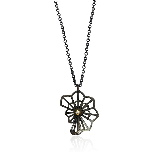 Double Hyacinth Fold Necklace by Karin Jacobson (Gold, Silver & Stone Necklace) | Artful Home