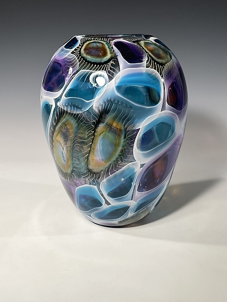 Aqua Sea Urchin by The Glass Forge (Art Glass Paperweight