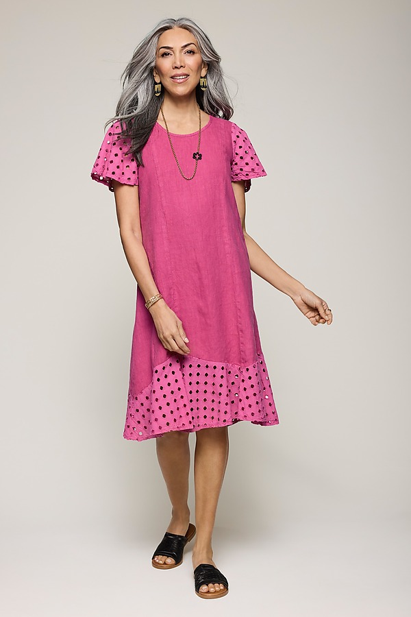 Eyelet Flair Dress by Fenini (Linen Dress) | Artful Home