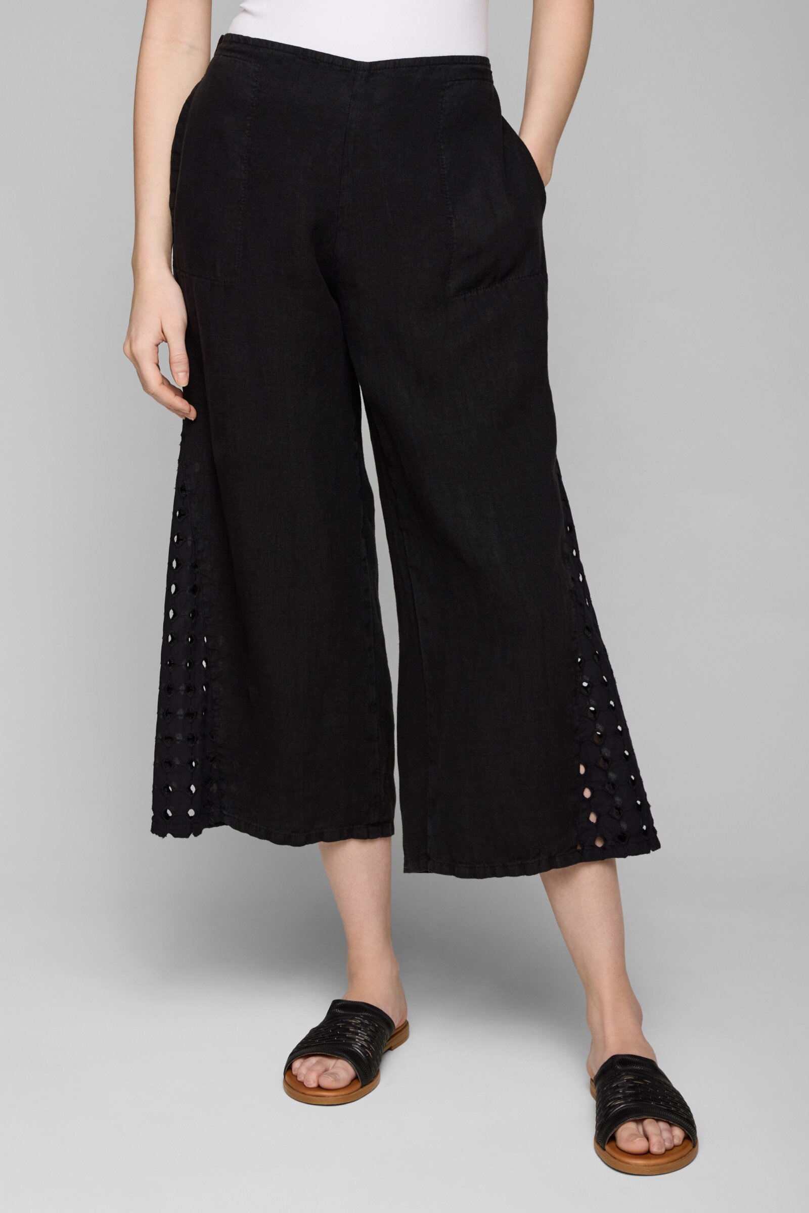Eyelet Inset Pant by Fenini (Linen Pant) | Artful Home