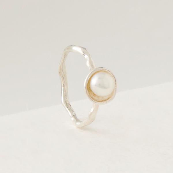 Mini Pearl Ripple Ring by Kristen Baird (Pearl Ring